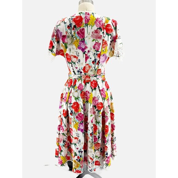 Figue Floral & Lace Trim Tea Dress 6 - Picture 6 of 14